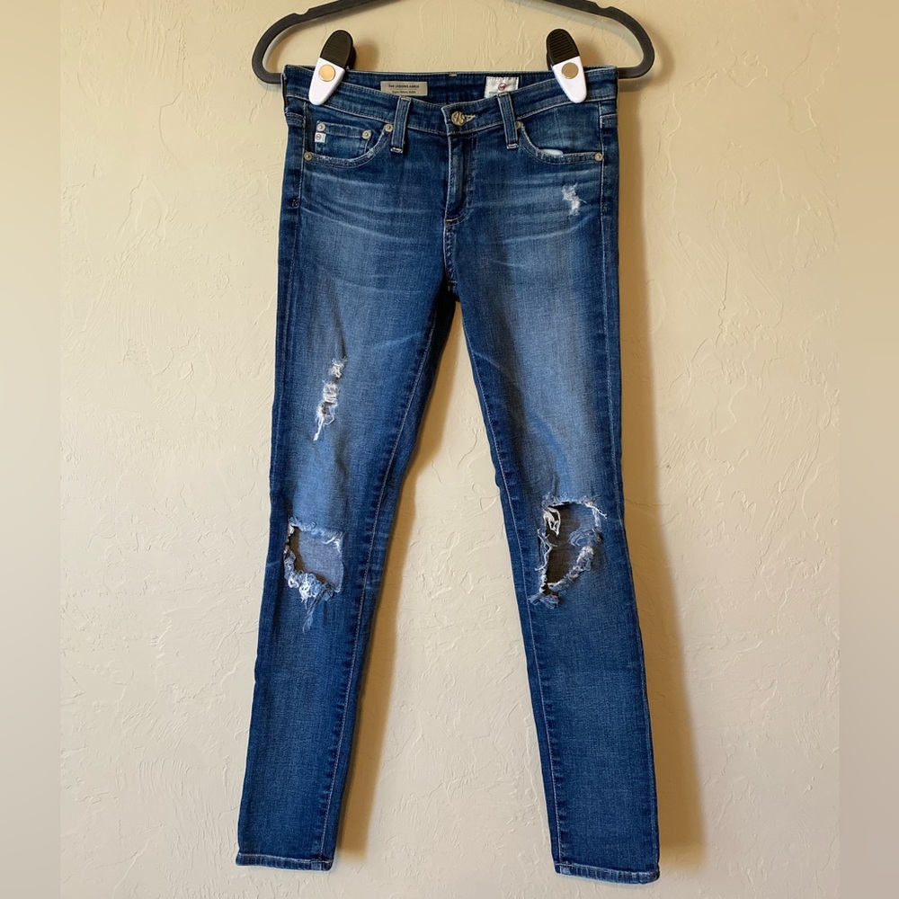 AG Adriano Goldschmied Busted Knee The Legging Super Skinny Ankle Jeans 26